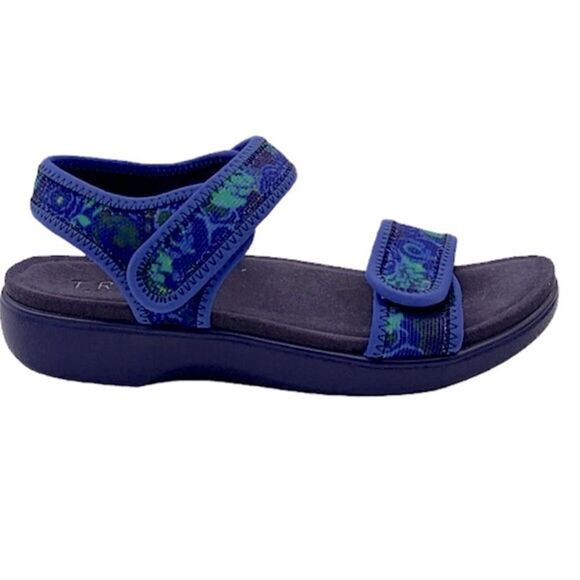 TRAQ by Alegria Blue Knit Back Strap Sport Sandals in Baby Bloomer - Picture 2 of 16